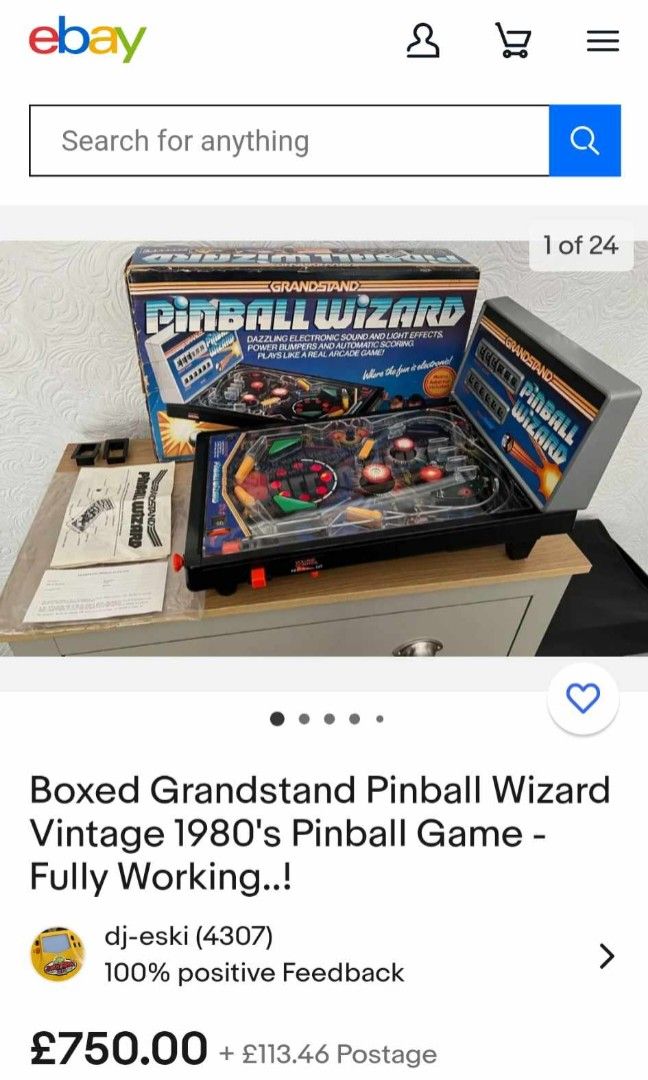 Grandstand Pinball wizard vintage with ac/dc adaptop, Hobbies & Toys