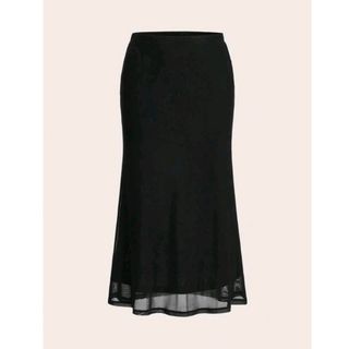 Pluie Paris Black Solid Mesh Overlay Skirt