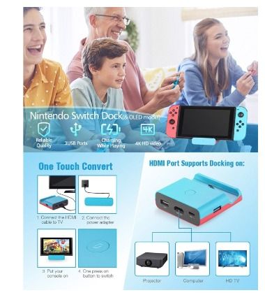 For NS Switch /Switch Lite Host TV Video Charging Dock Station Conversion