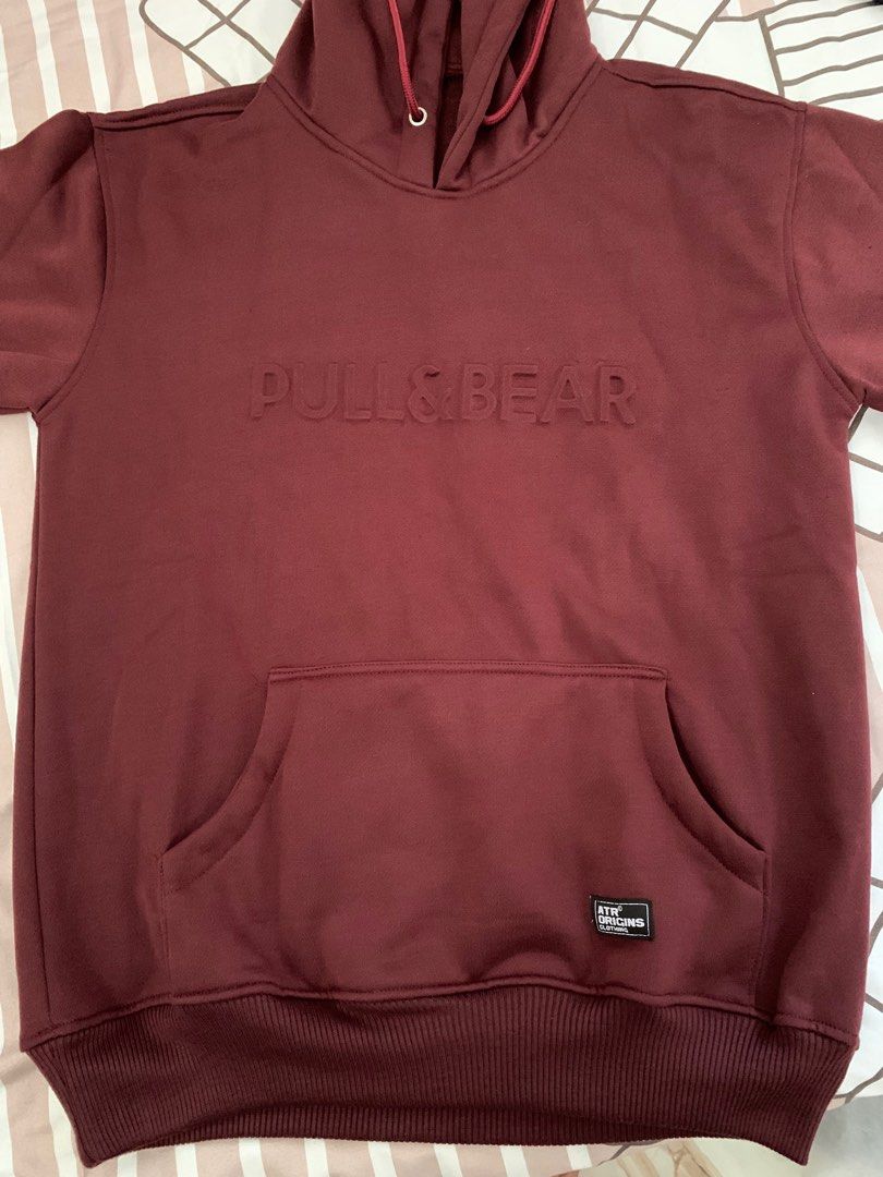 Hoodie pull and bear merah maroon top