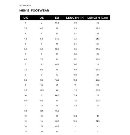 Puma Golf Size Chart Puma Cm Clothing Puma Golf Shoes Size Guide