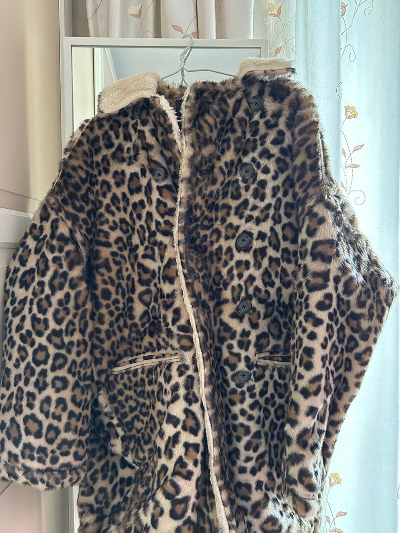 R13 leopard hunting faux fur coat hot sale
