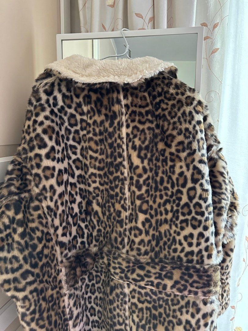 R13 leopard hunting discount faux fur coat