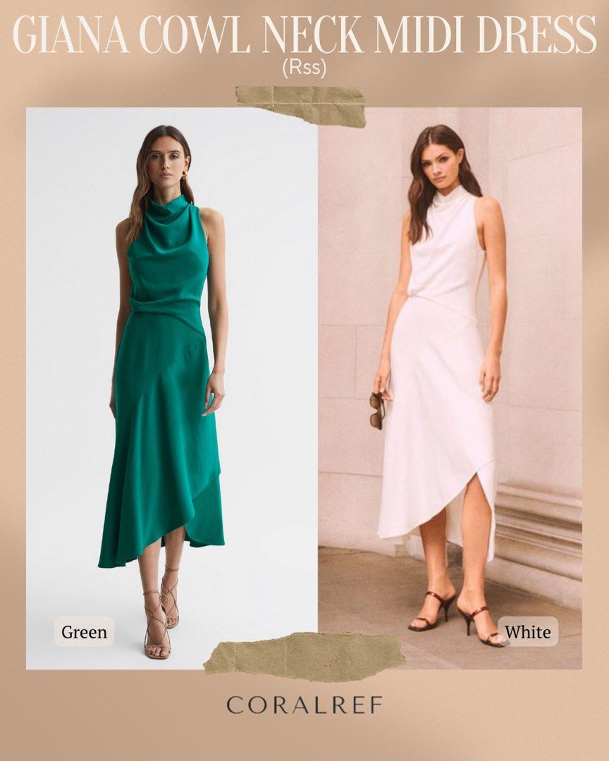 Reiss Giana Cowl Neck Draped Midi Dress