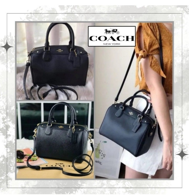 Coach+Mini+Bennett+Satchel+Crossgrain+Leather+Handbag+Black+-+F57521 for  sale online