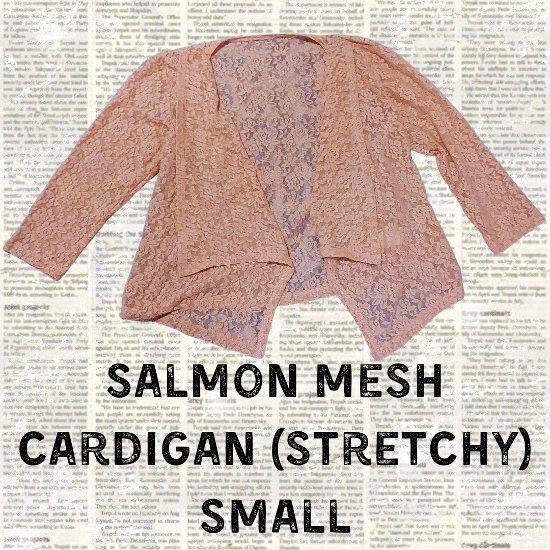 Salmon mesh cardigan / bolero (Category: Others Tops) located in Quezon City. Submitted by samiraherrera (Listing ID 1253375431, Image 1). Description: MOD: ggx, j&t, lbc, sco.
