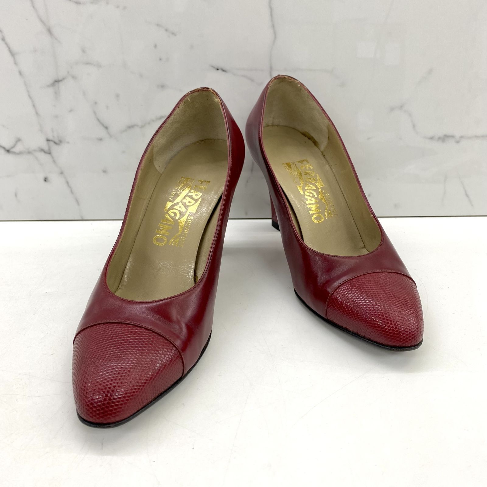 SALVATORE FERRAGAMO RED LEATHER HEELS 237004211 WE Luxury