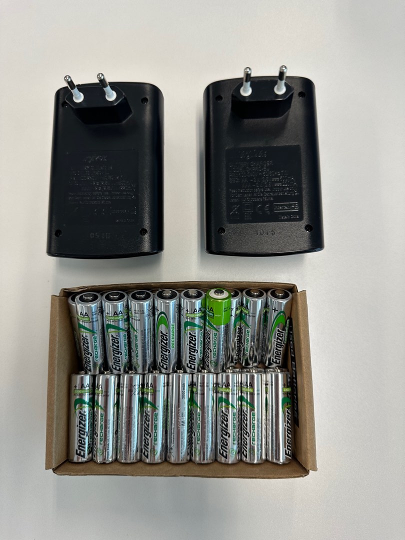 Selling 2x Energizer battery charger and 33 mostly extreme rechargeable