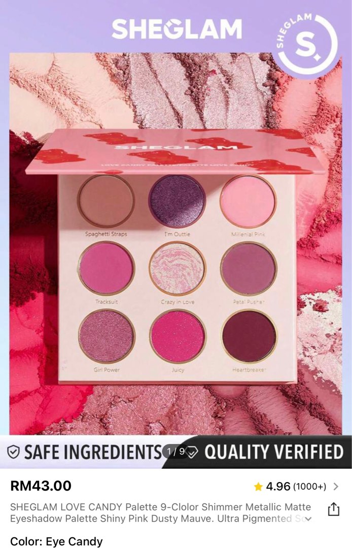 SHEGLAM EYE CANDY EYESHADOW PALETTE, Beauty & Personal Care, Face