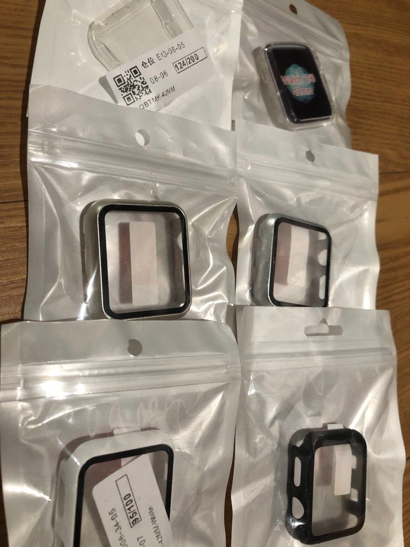 Take All (6pcs) Smart Watch Full Screen Cover Protector Bumper Case (42mm) (Category: Wearables & Smart Watches) located in Dasmarinas. Submitted by kheith_declutter (Listing ID 1253355488, Image 1). Description: RFS: bought the wrong size, my watch is 45mm Never used (specially the hard cases, just tried the jelly cover and it doesn't fit) Take All Smart Watch Cases (42mm) for ✨P199✨ (+shipping) Original prices: Clear Jelly 360 - P29 Clear Jelly