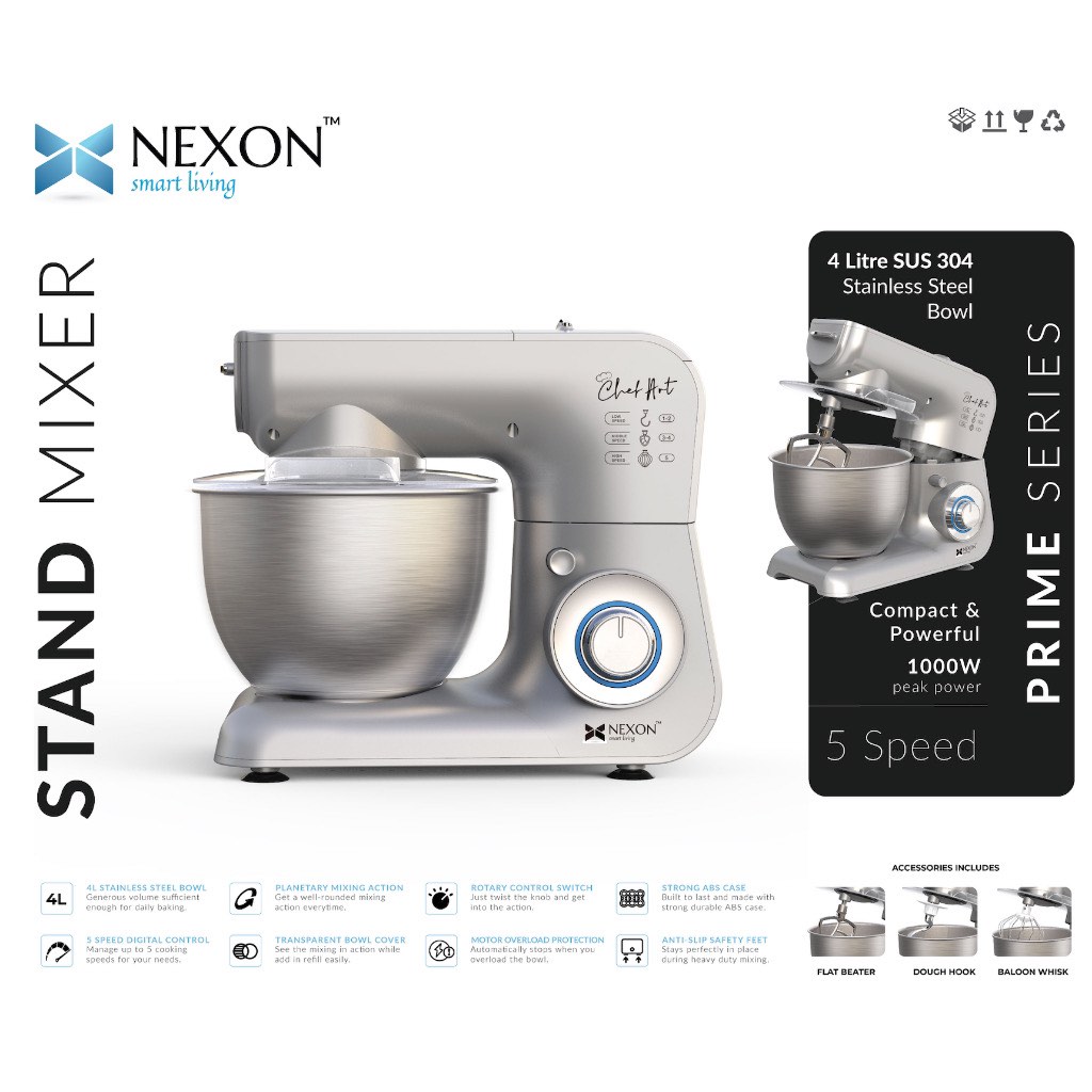 Stand Mixer with SUS 304 Grade Stainless Steel Bowl 4.0L (1000W) by
