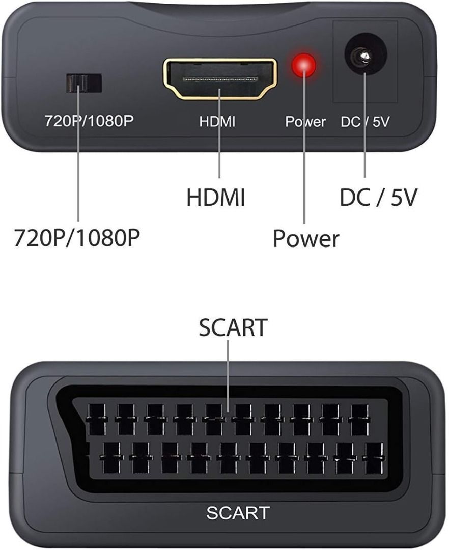 Scart to HDMI Converter, eSynic 720P/1080p 60HZ Scart to HDMI Adapter  Analog SCART Input to