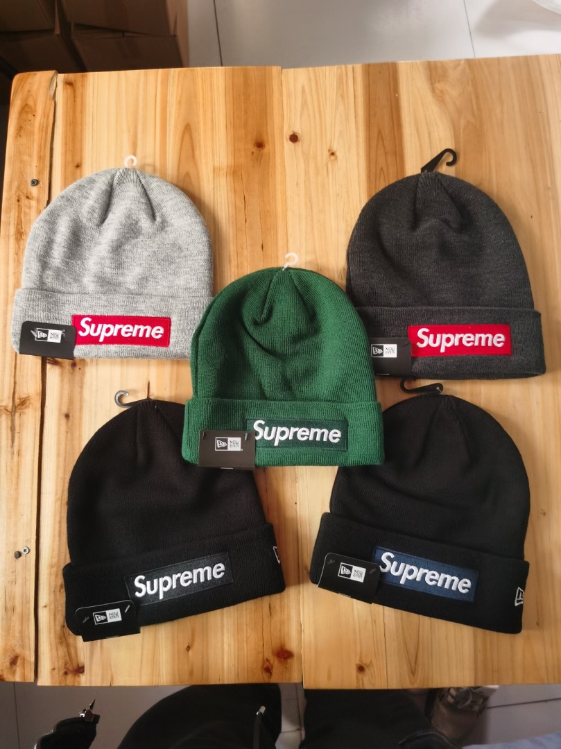 supreme 21FW boxlogo beanie冷帽毛線字母刺繡針織帽冬, 男裝, 手錶及