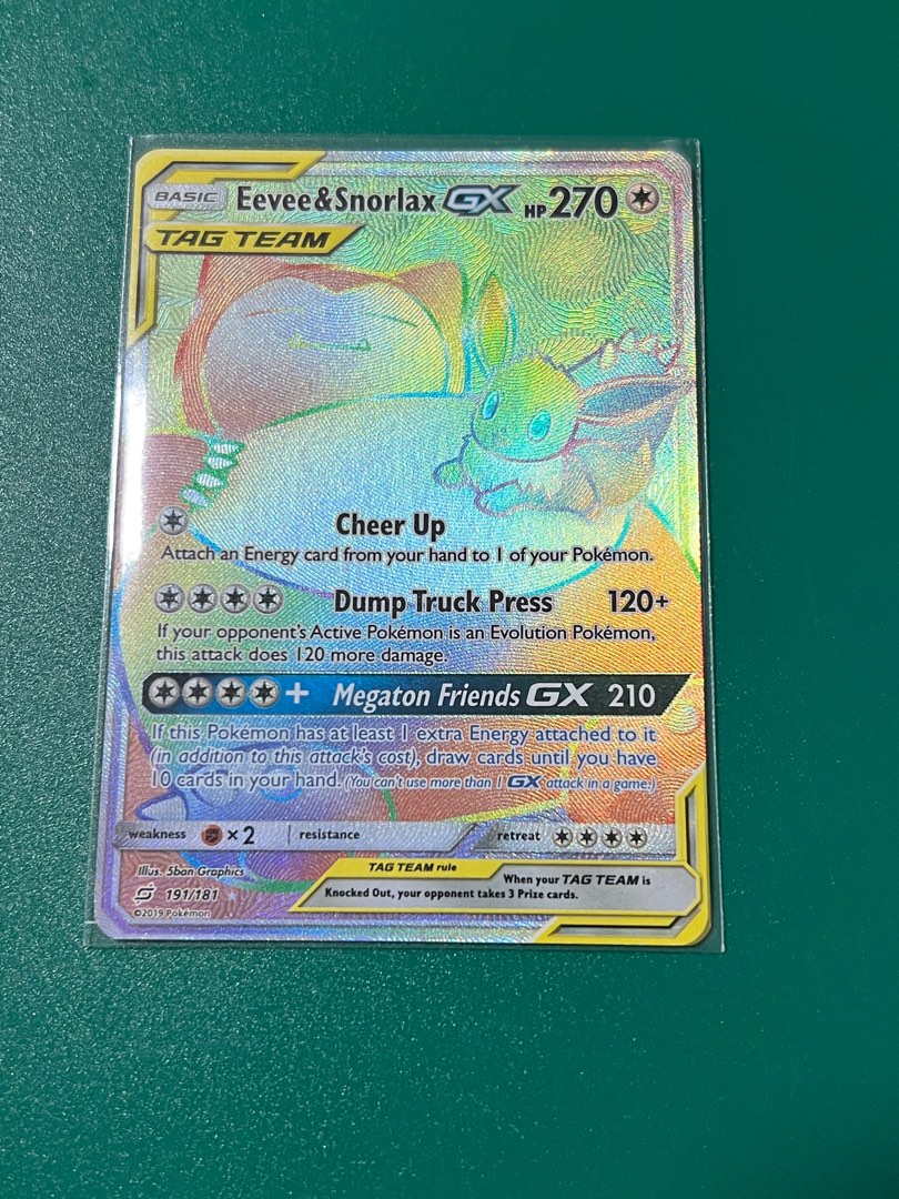 Eevee Snorlax Gx Pokmon TCG Eevee & Snorlax GX HR 054 - Chinese Sun & Moon  CSM2.1C Holo Card CSM2.1C 054