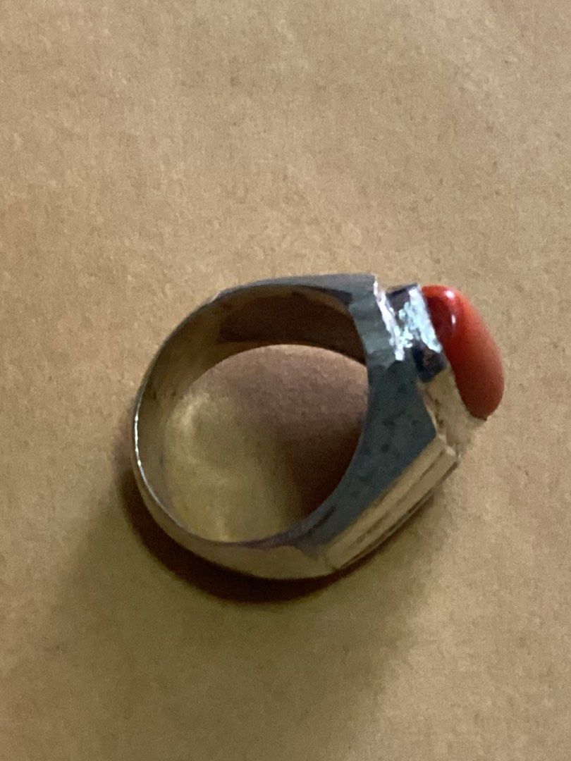 Red coral ring in silver store