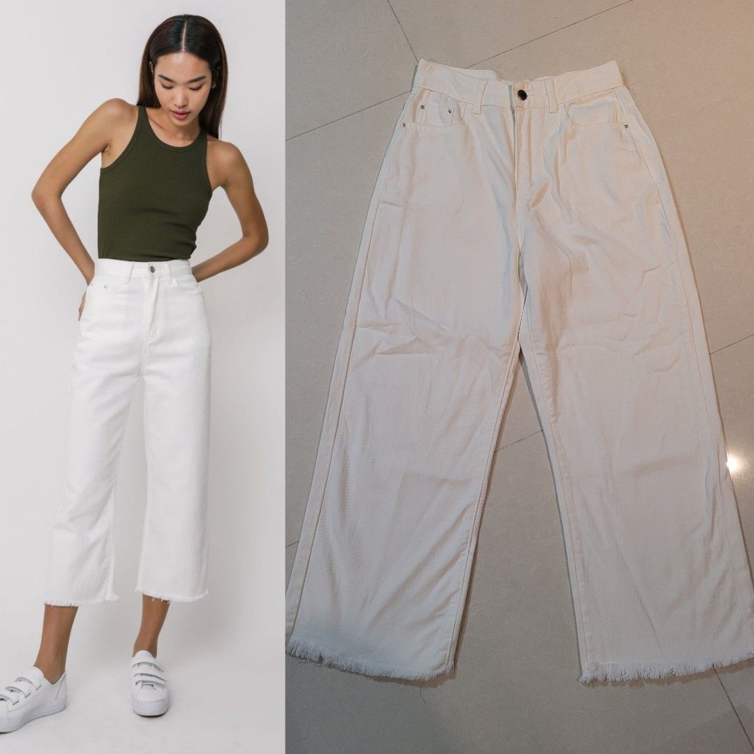 The Tinsel Rack TTR Bobby Frayed Straight Leg Jeans, Women's Fashion, Bottoms, Jeans & Leggings