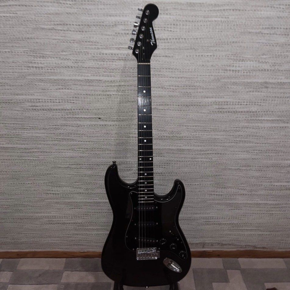 Thomson Electric Guitar with Amplifier Stratocaster Full Black (Category: Musical Instruments) located in Angono. Submitted by teys___ (Listing ID 1253443040, Image 2). Description: - good condition except rusty screws - new pickup and new 10 gauge strings - nice sound, 5 mos used - with free amplifier, cable, and pick mop: gcash only mod: same day delivery (lalamove, grab) only .