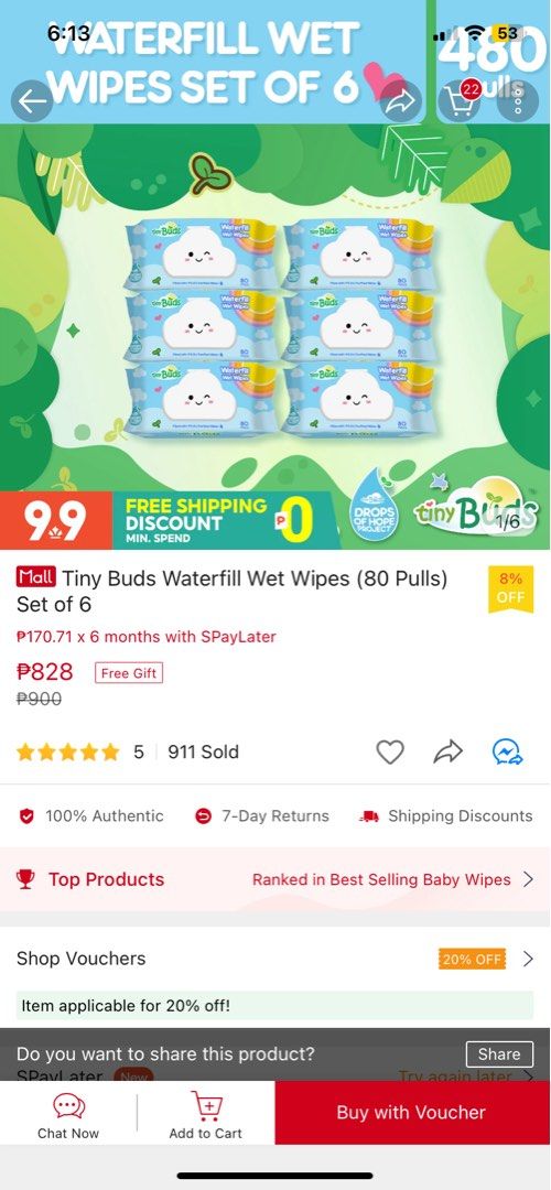 Tiny Buds Waterfill Wet Wipes (Category: Diapers & Baby Wipes) located in Manila. Submitted by rosemsk (Listing ID 1253345937, Image 3). Description: WaterWipes have been carefully designed to be gentle on babies' sensitive skin. They don't irritate the skin; instead, they may help avoid nappy rash and other skin conditions. With FREE Rice Baby Bath.