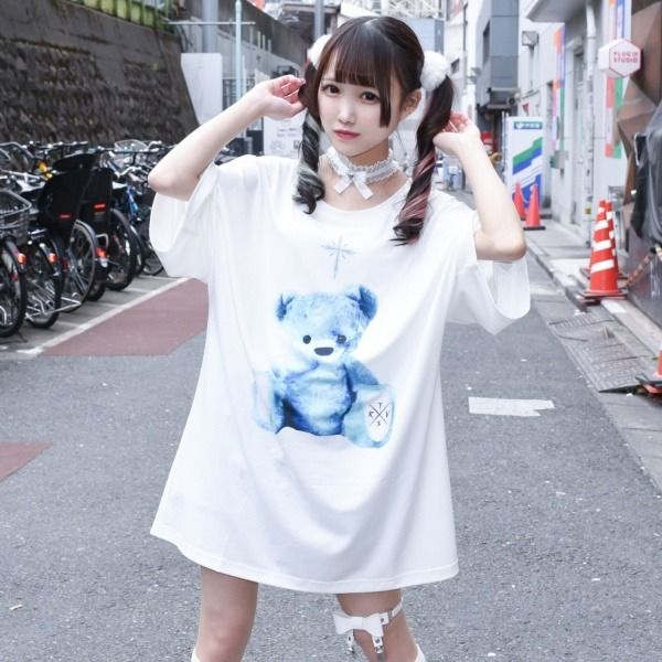 TRAVAS TOKYO 小熊地雷T-shirt 量產水色系統天使界隈メンヘラ原宿系亞