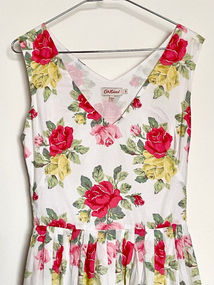 UK8-10 CATH KIDSTON “Royal Rose” Midaxi 100% cotton fit and flare
