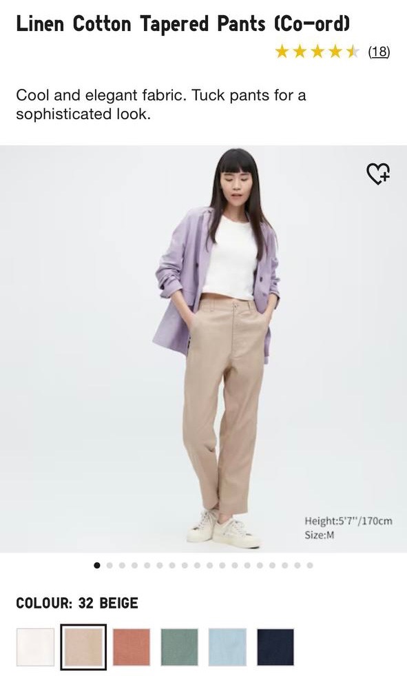 UNIQLO Linen-Cotton Tapered Pants