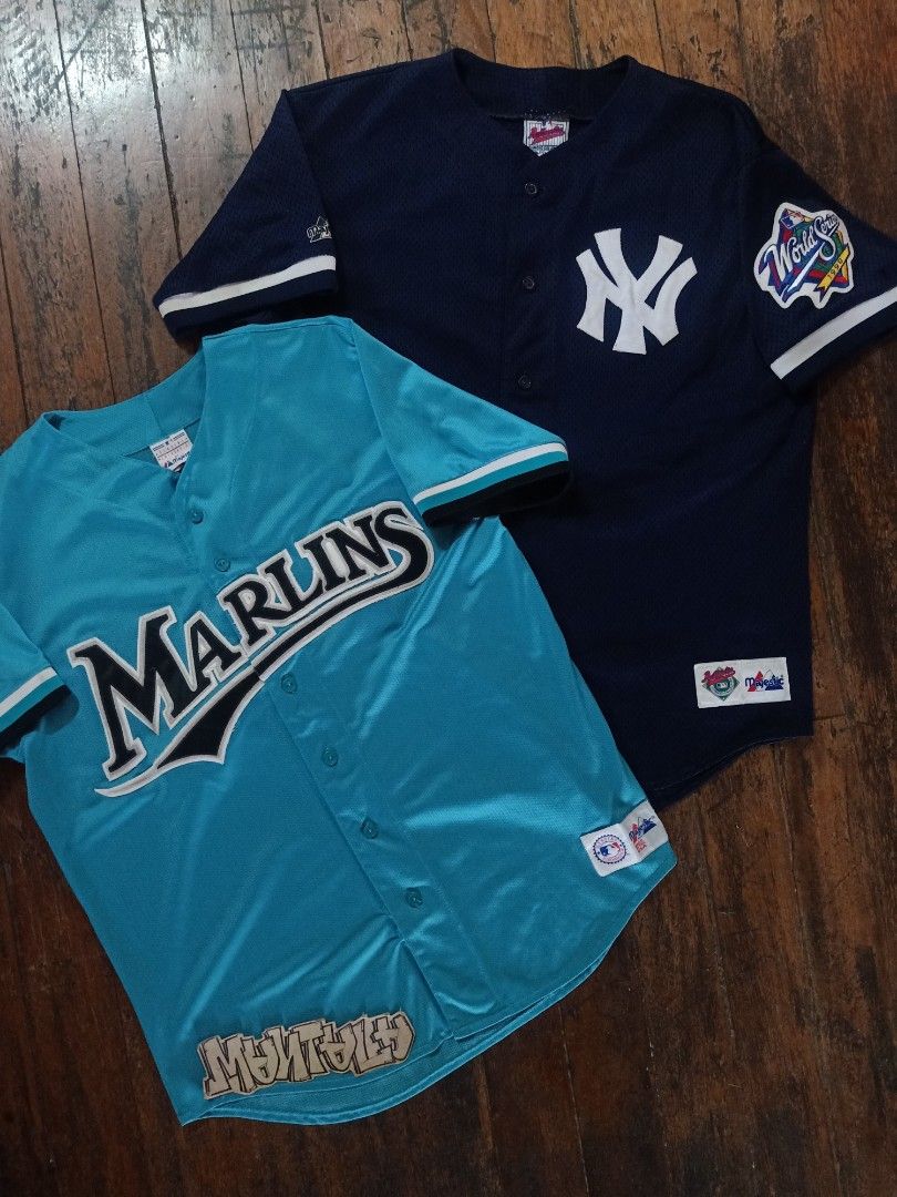 Majestic MLB Jersey Sz Large Diamond Collection Florida Marlins Teal Used