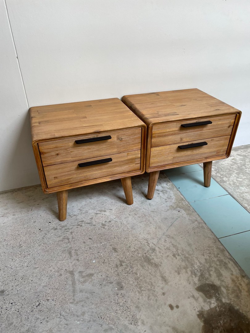 Vintage wooden bed side table, Furniture & Home Living, Furniture