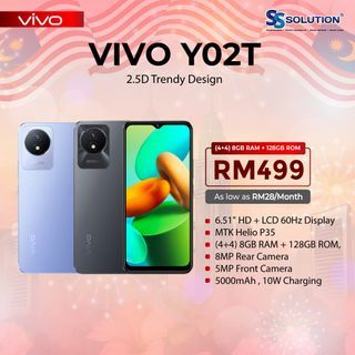 VIVO Y02T (4+4GB RAM + 128GB | 5000 mAh | 10W Charging