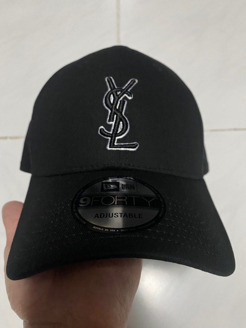 YSL x new era cap 帽black 黑色hat, 男裝, 手錶及配件, 棒球帽、帽 