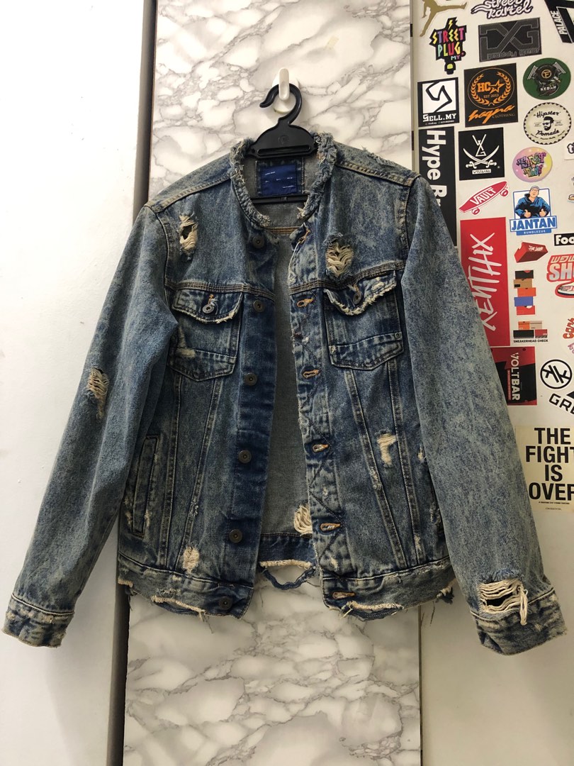 Ripped denim clearance jacket zara