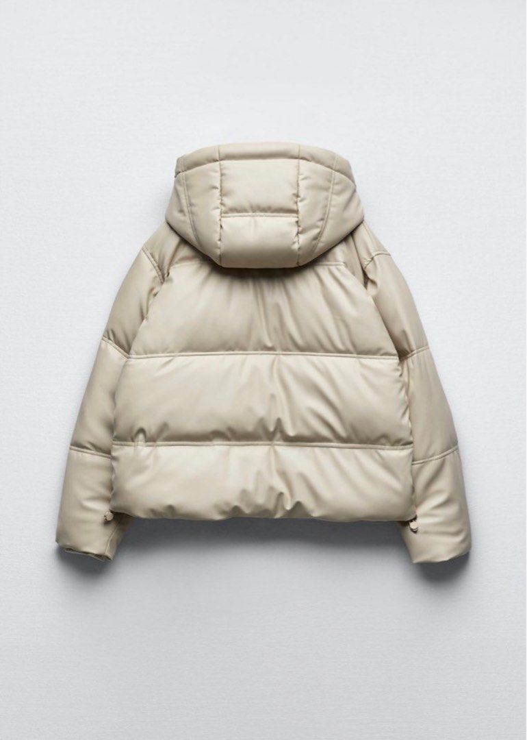 Zara puffer jacket beige on sale