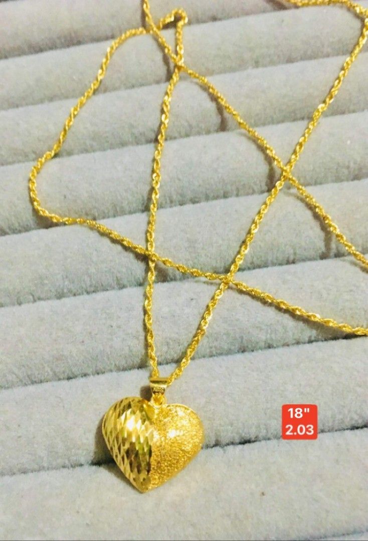 18K Saudi Gold Necklace with Assorted Design Pendant Pawnable!!!!!