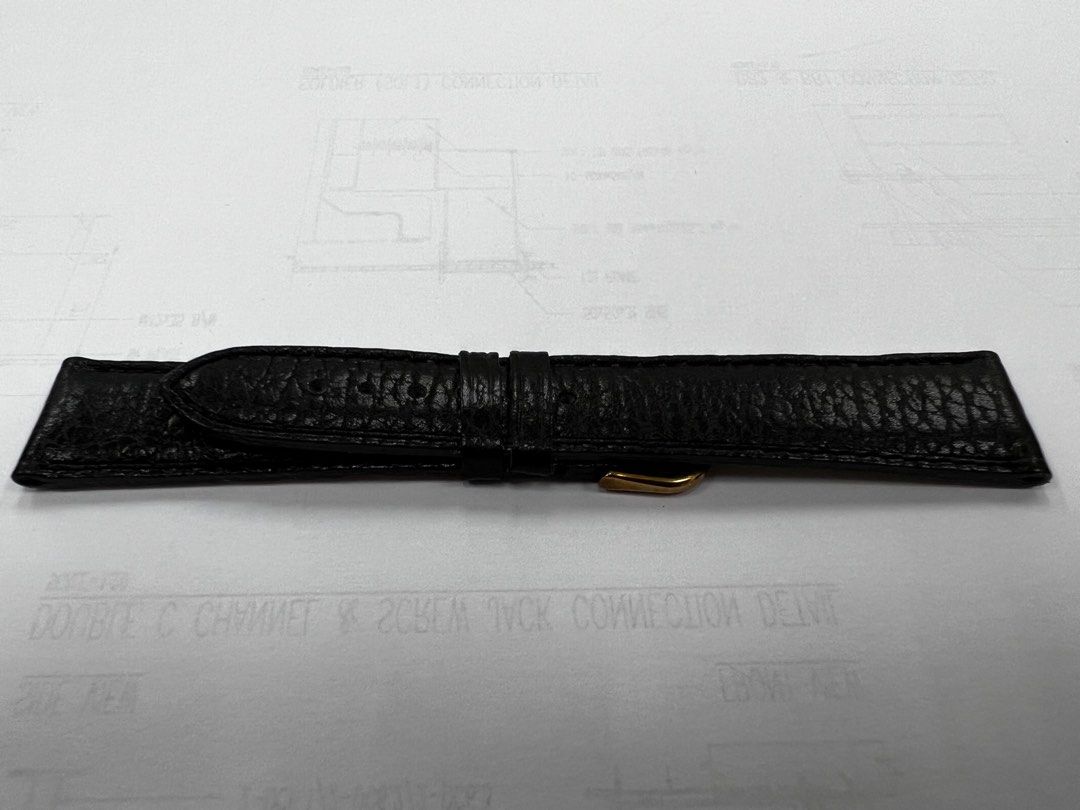 19mm Black Antique Finish Alligator Leather Universal Watch Strap with Blue  Stitching