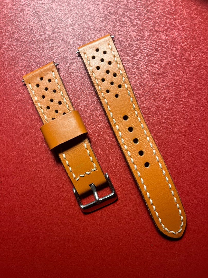 20mm Genuine Leather Rally Strap for Seiko Tissot Longines Oris