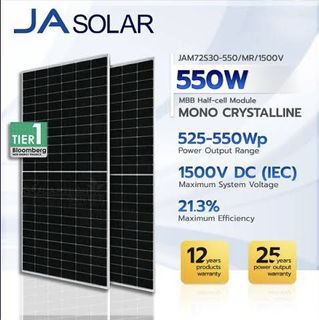 550watts JA Solar Panels