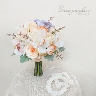 蕙蘭玫瑰新娘絲花花球(sold)