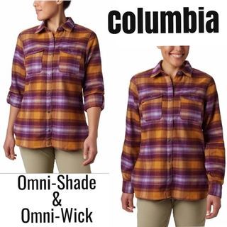 正版全新 columbia 中碼m size purple yellow shirt 恤衫
