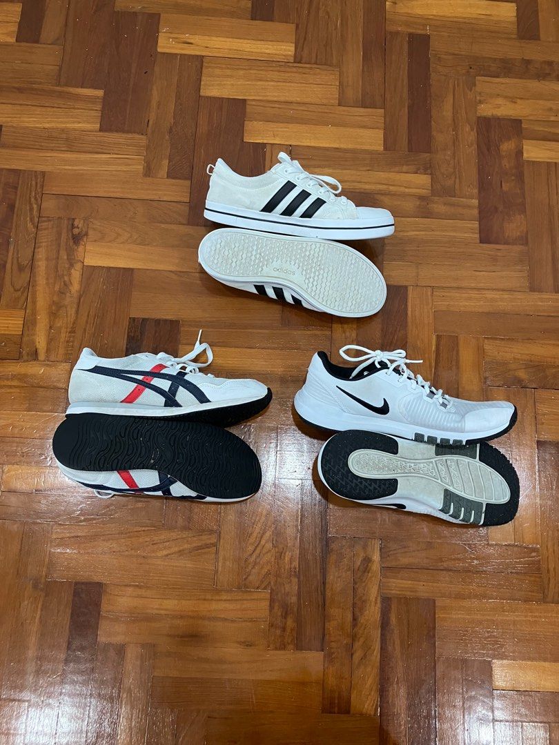 Adidas Asics Nike white running school shoe