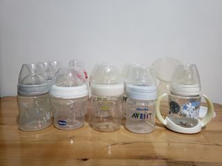 Assorted baby bottles