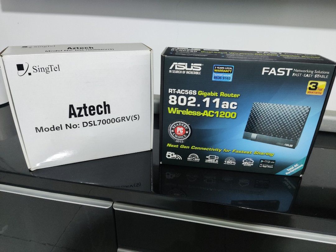 Asus router AC1200 + Singtel modem, Computers & Tech, Parts ...