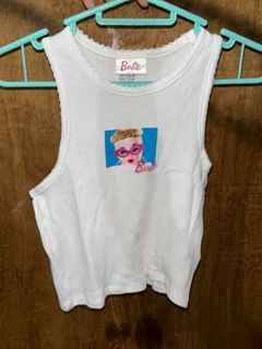 Authentic Cotton on Barbie white crop tank top