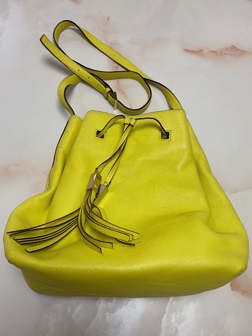 Authentic Kate Spade Yellow Pouch (Pre-loved), Luxury, Bags & Wallets ...