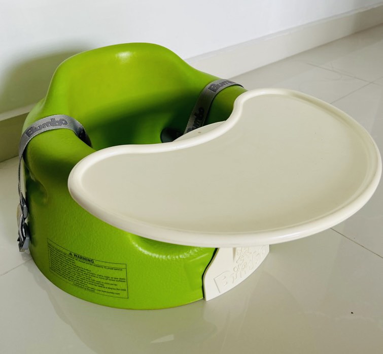 Authentic Bumbo Seat Green Baby chair with Belt and Tray, Babies & Kids