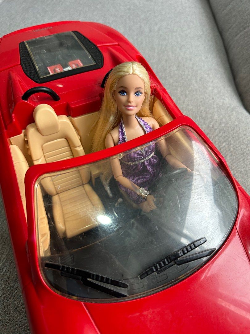 Barbie Ferrari car (Ken and Barbie dolls NOT included), Hobbies & Toys ...
