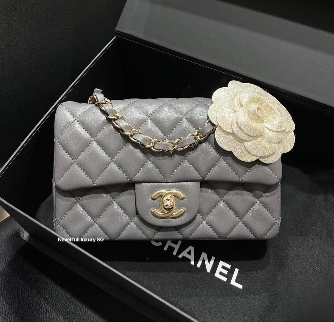 ❣️BNIB❣️Chanel Classic Flap Mini Rectangular 22A Dark Grey Lambskin GHW,  Luxury, Bags & Wallets on Carousell