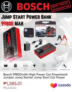 Bosch 99800mAh High Power Car Powerbank Jumper Jump Starter Jump Start Car Power Bank with Tyre Pump