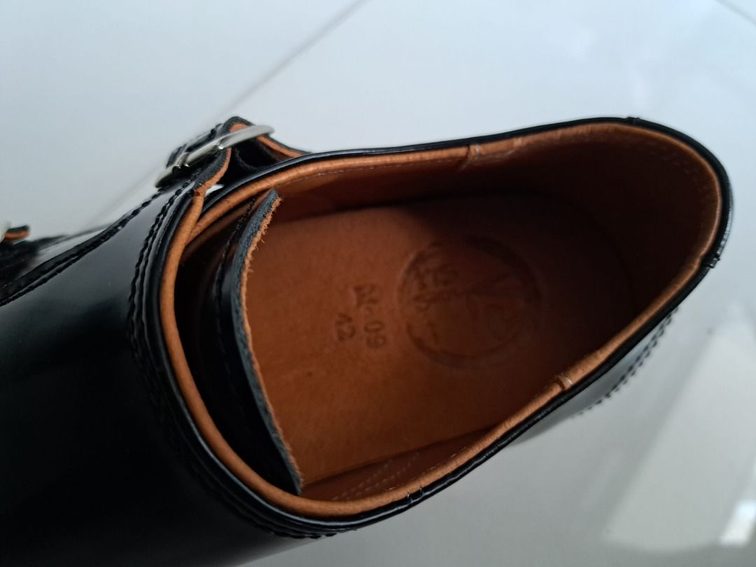 BRAND NEW Genuine Leather Black Patent Monk Shoes, Men's Fashion