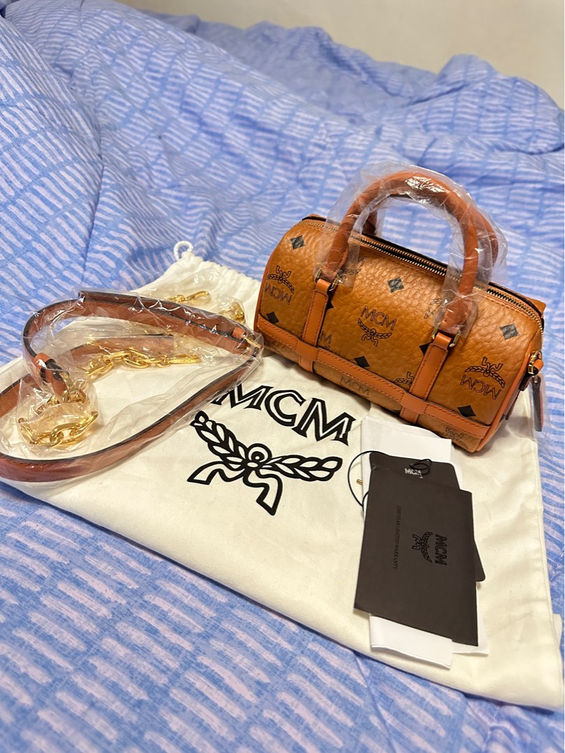 MCM Mini Boston Bag, Luxury, Bags & Wallets on Carousell