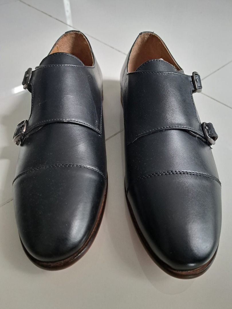 BRAND NEW Topman Black Leather Matta Monk Shoes