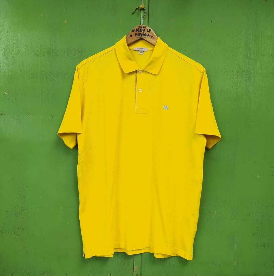 BURBERRY POLO SHIRT LEMON YELLOW, Men's Fashion, Tops & Sets, Tshirts & Polo Shirts on Carousell